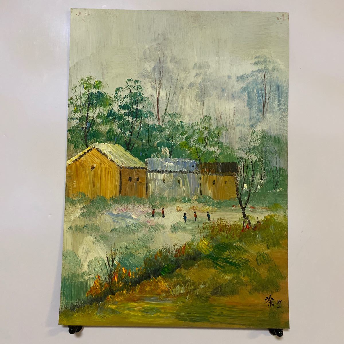 082）風景画 超貴重な中国近現代国画大家書道家文学者呉冠中風景油絵 