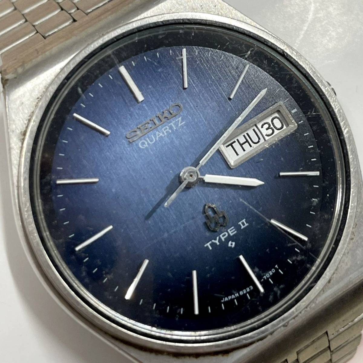電池切れ/リューズ欠損】SEIKO セイコー TYPEⅡ クォーツ 腕時計 青 