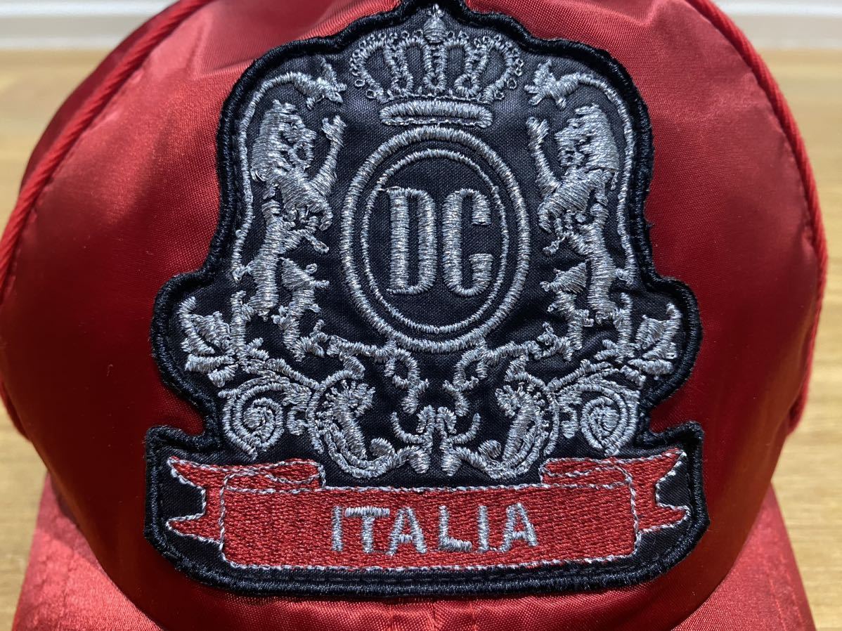 1円 DOLCE&amp;GABBANA ドルチェ&amp;ガッバーナ ナイロン系素材 ベースボールキャップ 帽子 表記サイズ 58メンズ レディース 赤系 デニム