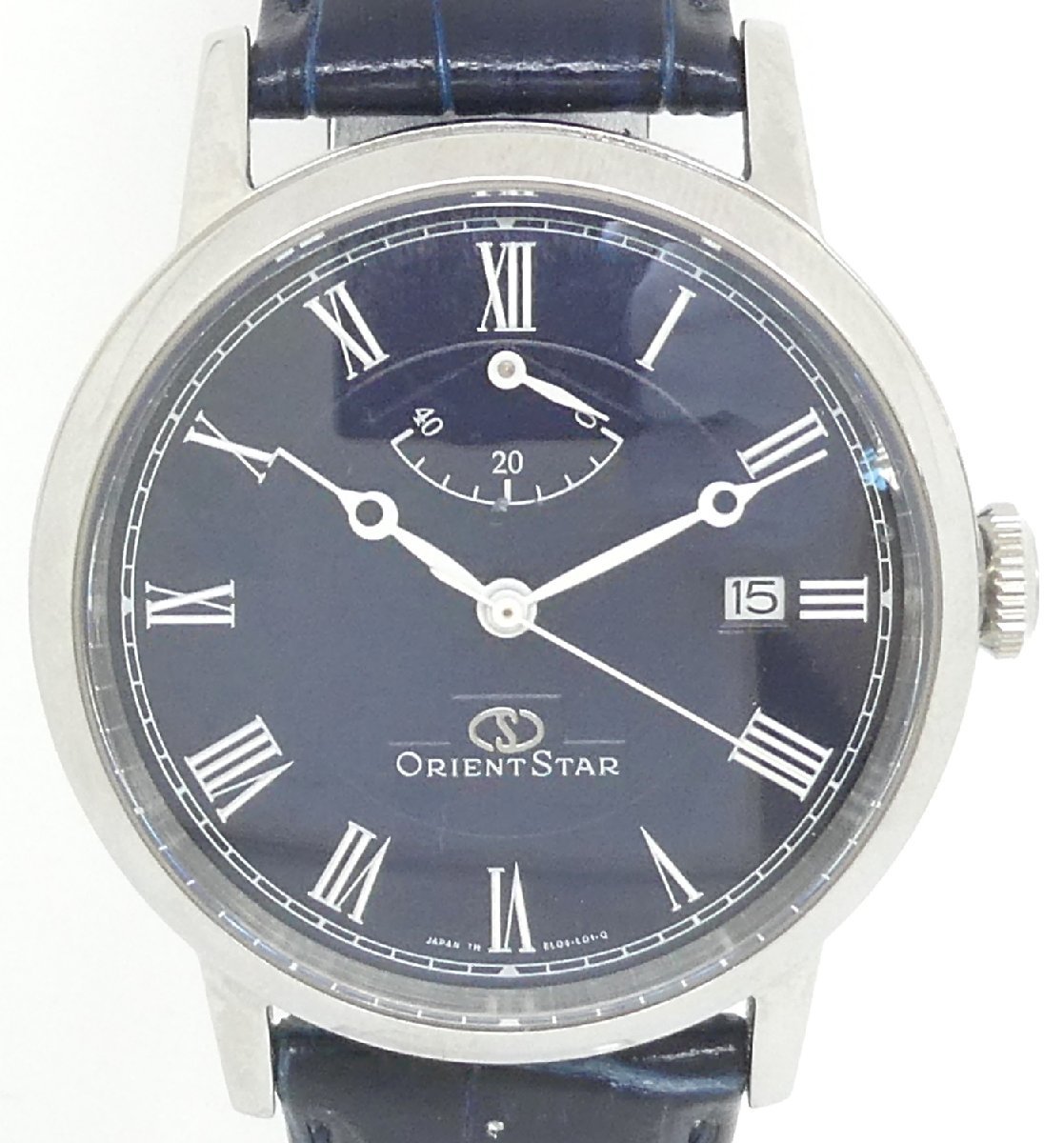 □ (3) ORIENT STAR オリエントスター EL09-C0-B 自動巻き メンズ 腕時計 紺文字盤 デイト 裏スケ