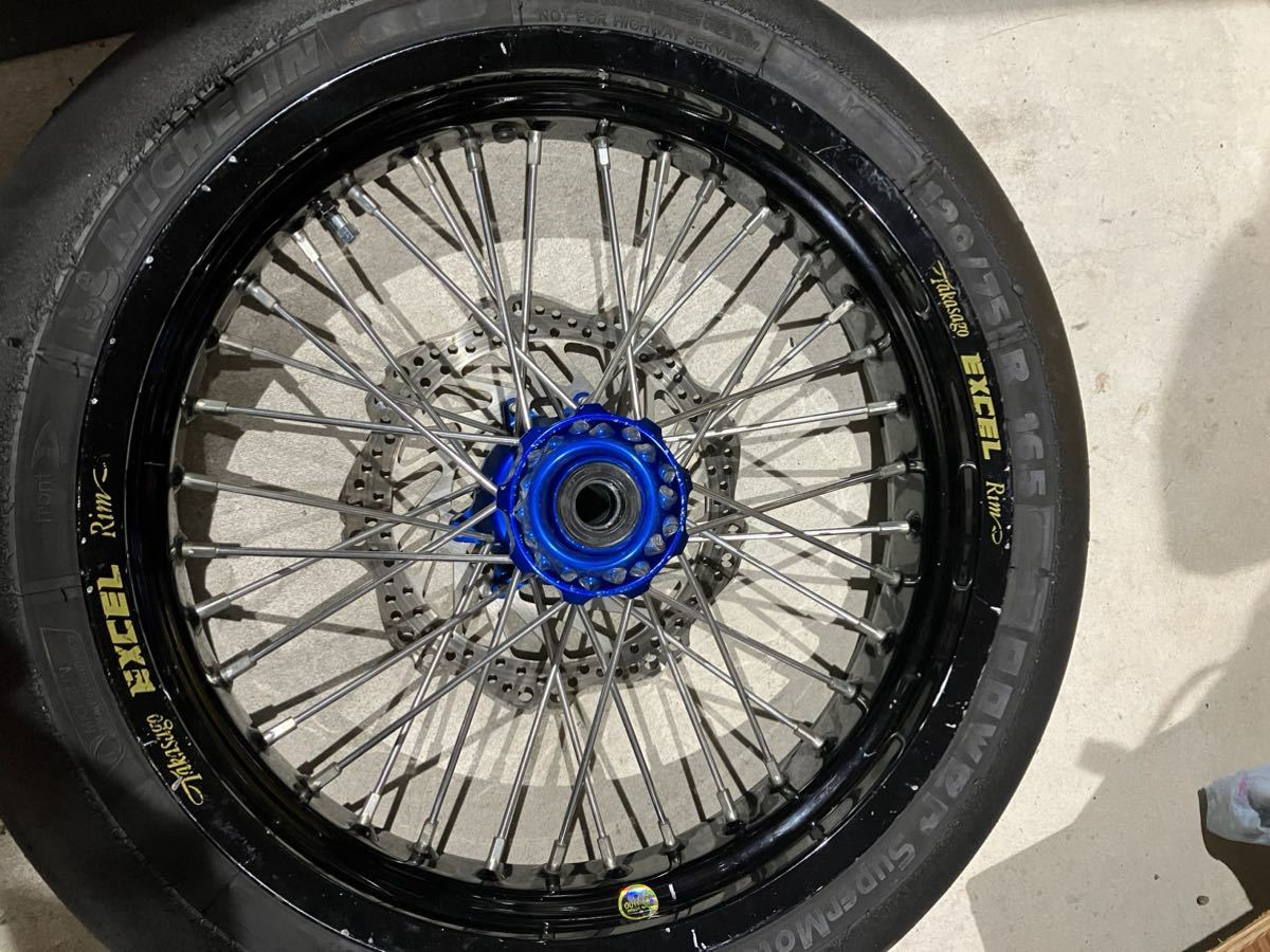 crf250r モタード　レーサー　16.5インチホイール　HAANハブ　エクセルリム　フロントホイール 