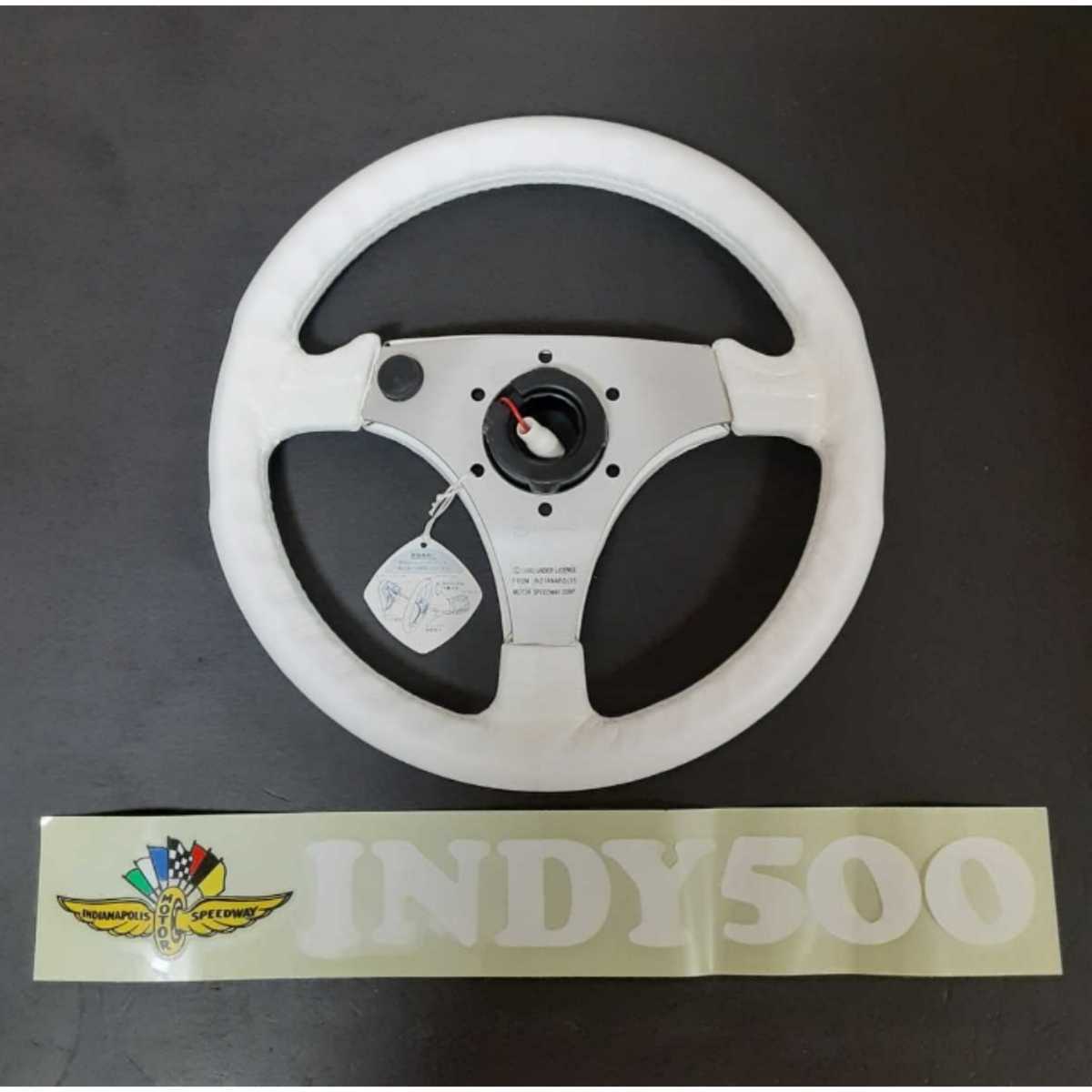 当時物 MOMO INDY500 ハイソ 革 ウッド 当時物 ステアリング MOMO INDY500 ホワイト 白 革 旧車 ハイソ GX71 マーク2 430 Y30 グロリア MS123 クラウン ゲインズ フェンダートリム