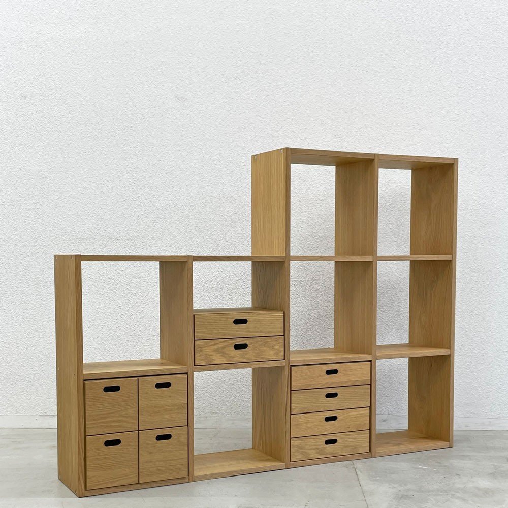 〓 無印良品 MUJI スタッキングシェルフ 3列4段 変形 オーク材