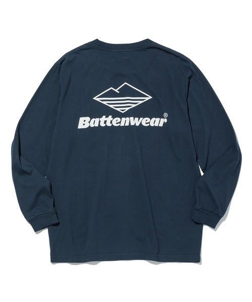 【新品】ダグ付き Battenwear バテンウェア NAVY サイズS米国製 長袖 ロゴTシャツロンT 長袖Tシャツ ポケット Tシャツ