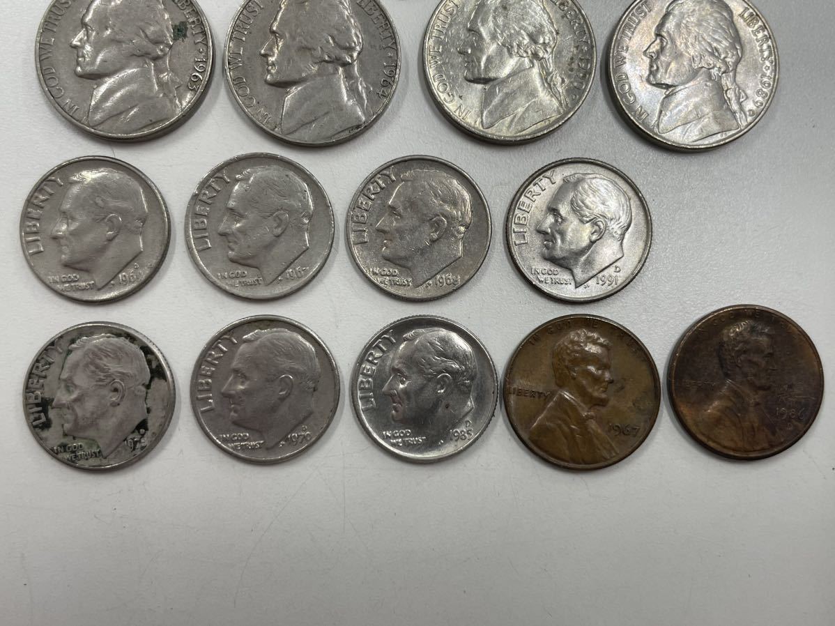 TK0702】海外硬貨 アメリカ硬貨 25セント硬貨 5セント硬貨 10セント