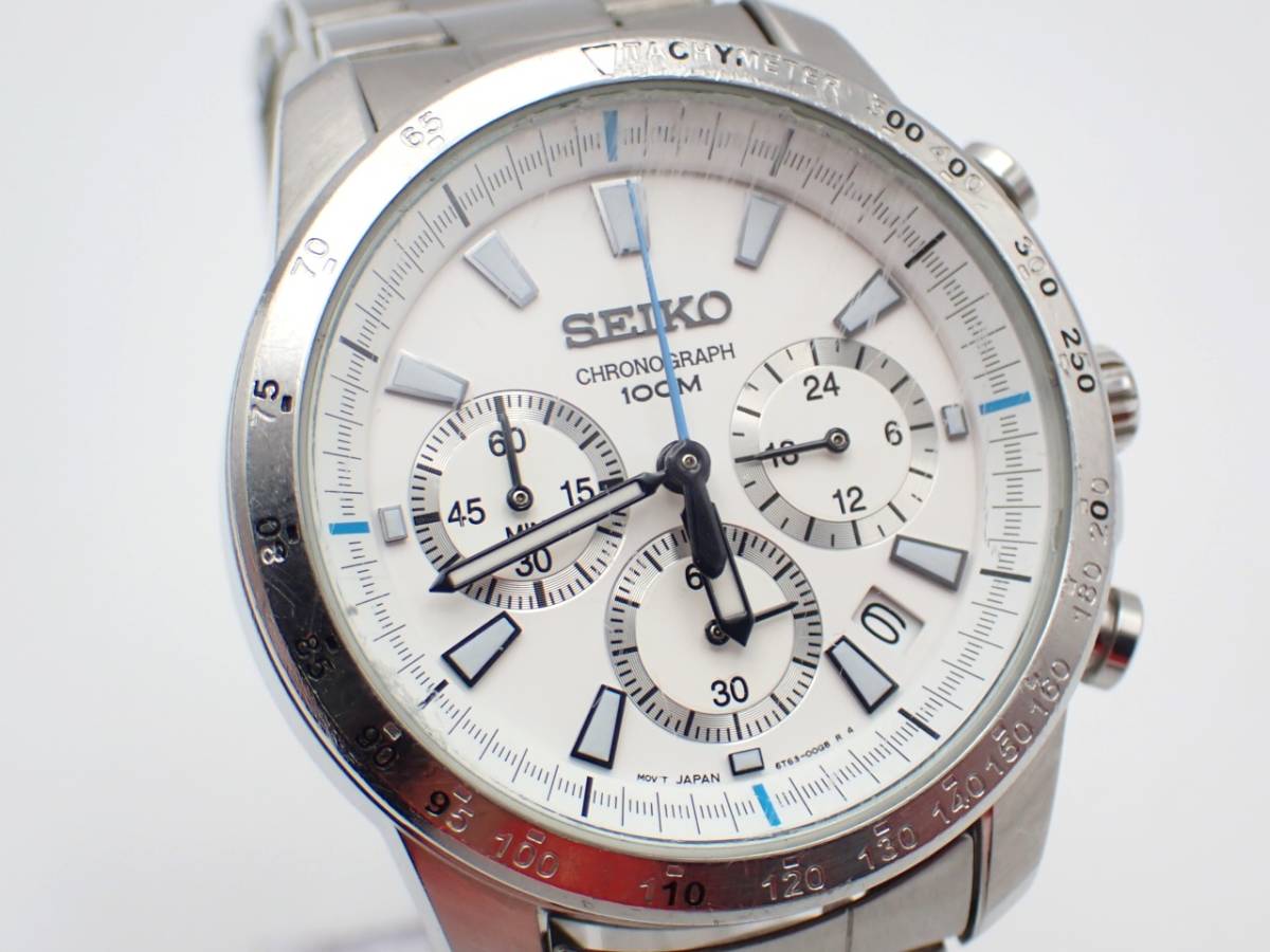 1円～☆稼働品☆SEIKO セイコー 6T63-00D0 QZ クロノグラフ 100M 