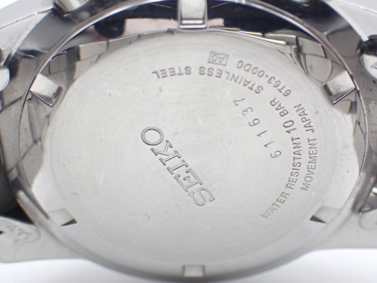 1円～☆稼働品☆SEIKO セイコー 6T63-00D0 QZ クロノグラフ 100M 