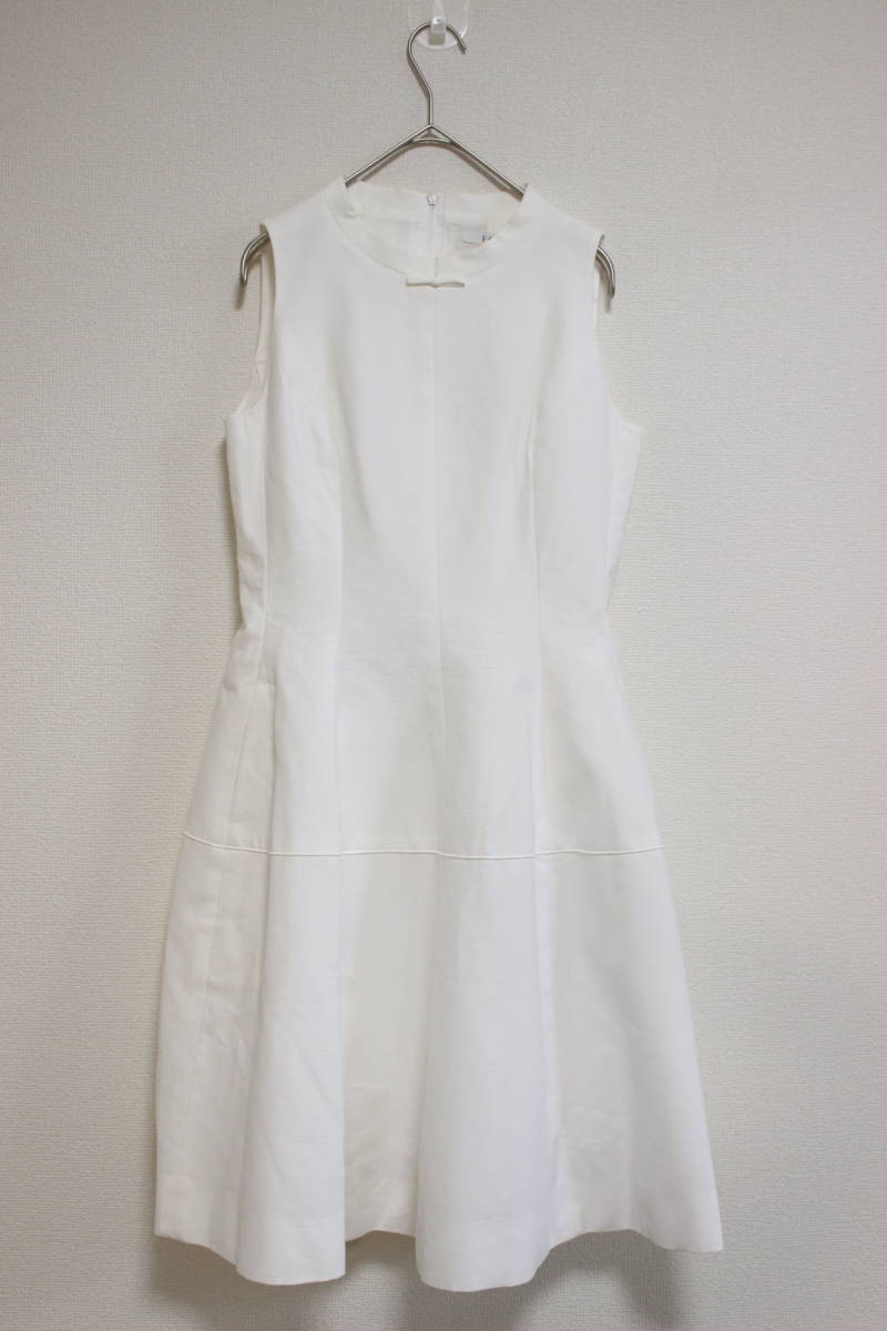 4342 FOXEY フォクシー スタンドカラー リボン ワンピース フレアースカート 白 ホワイト 38 Mサイズ レディース 28009