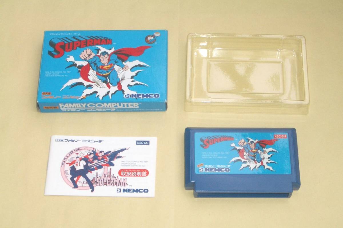 FC スーパーマン (美品) 説明書、箱付 ケムコ ファミコン 任天堂 Nintendo ゲームカセット KEMCO SUPERMAN