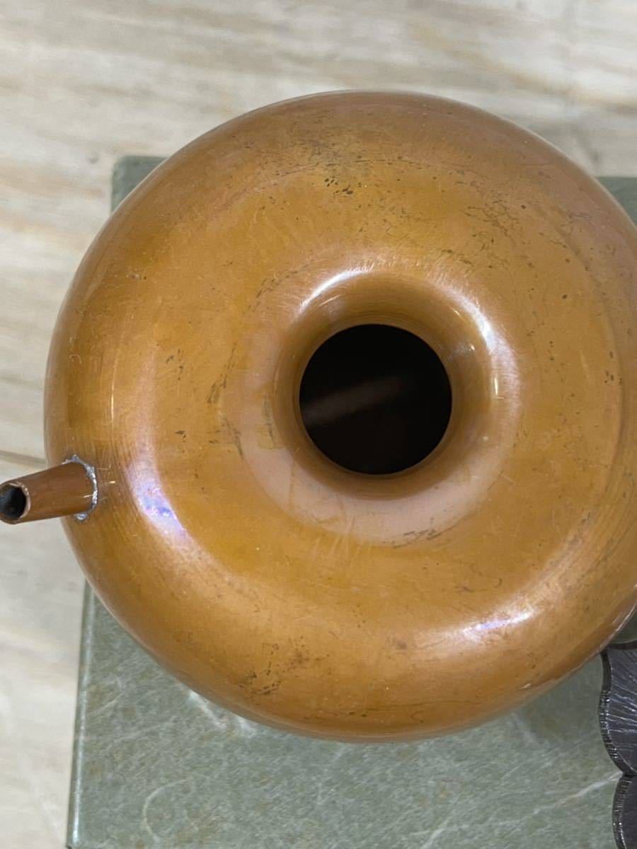 在銘 華石 銅製 薬缶形 水滴 書道具 JA70506 在銘 華石 銅製 薬缶形 水滴 書道具 JA70506