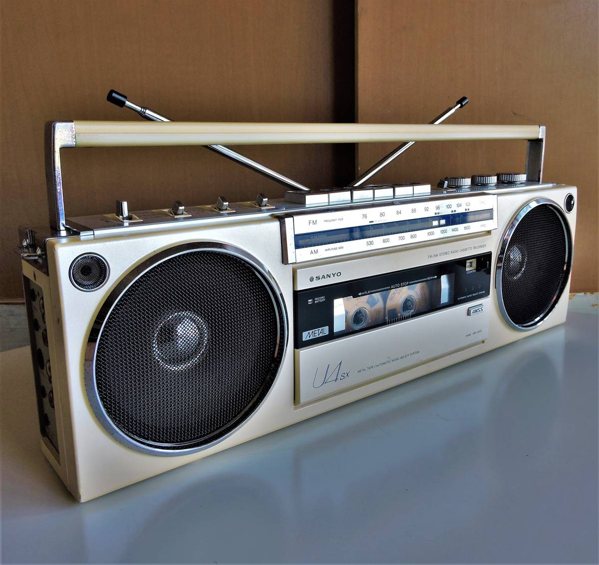 80s SANYO 小型ラジカセ U4 sx MR-U4SX 整備済 動作正常 良音 純正
