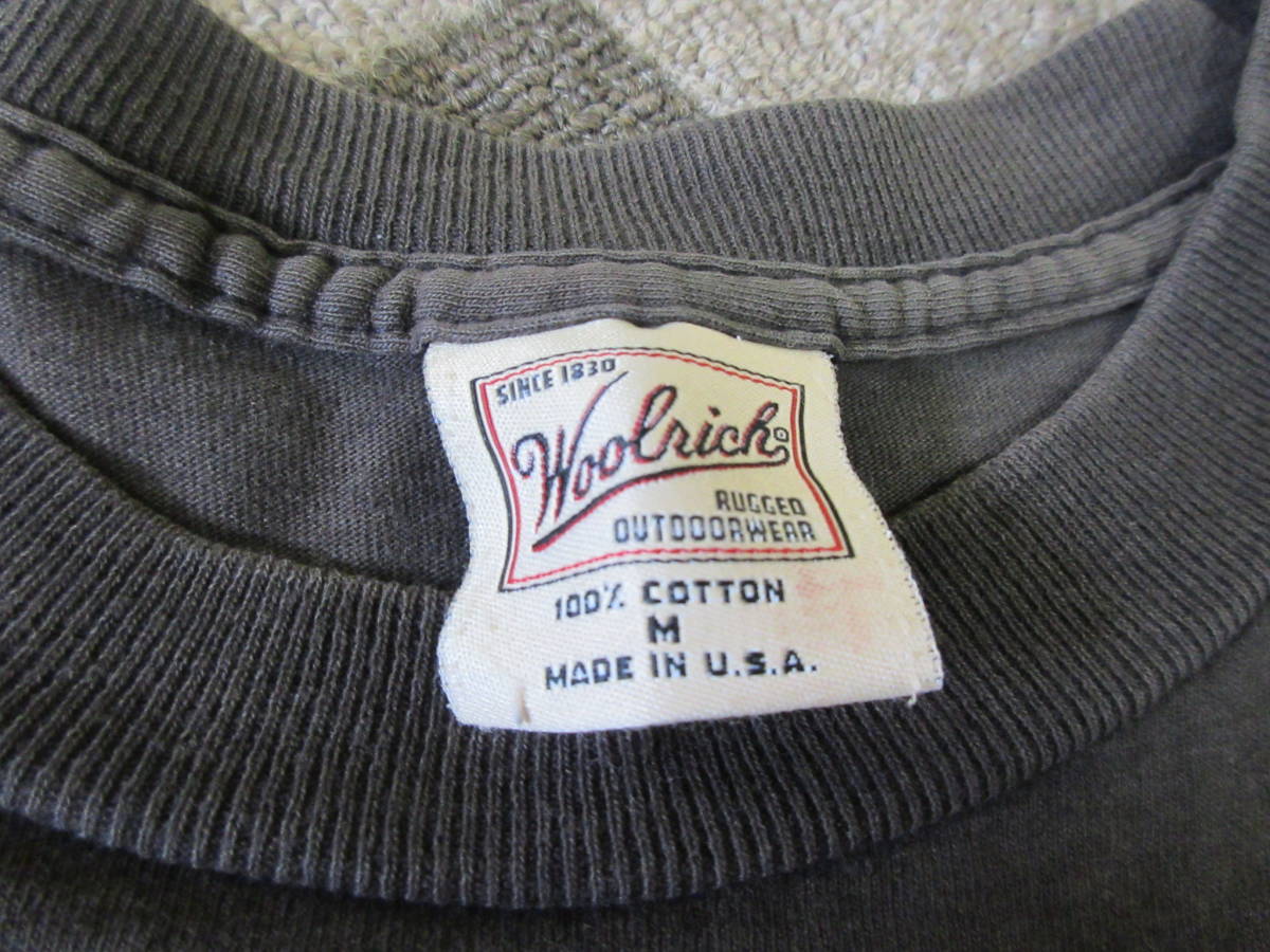 90s Woolrich Tシャツ M 黒 USA製 シングルステッチ 釣り竿 バス 