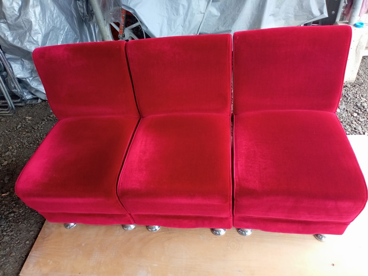 アンティーク昭和レトロ ベロア シングルソファ スナック 喫茶店 古