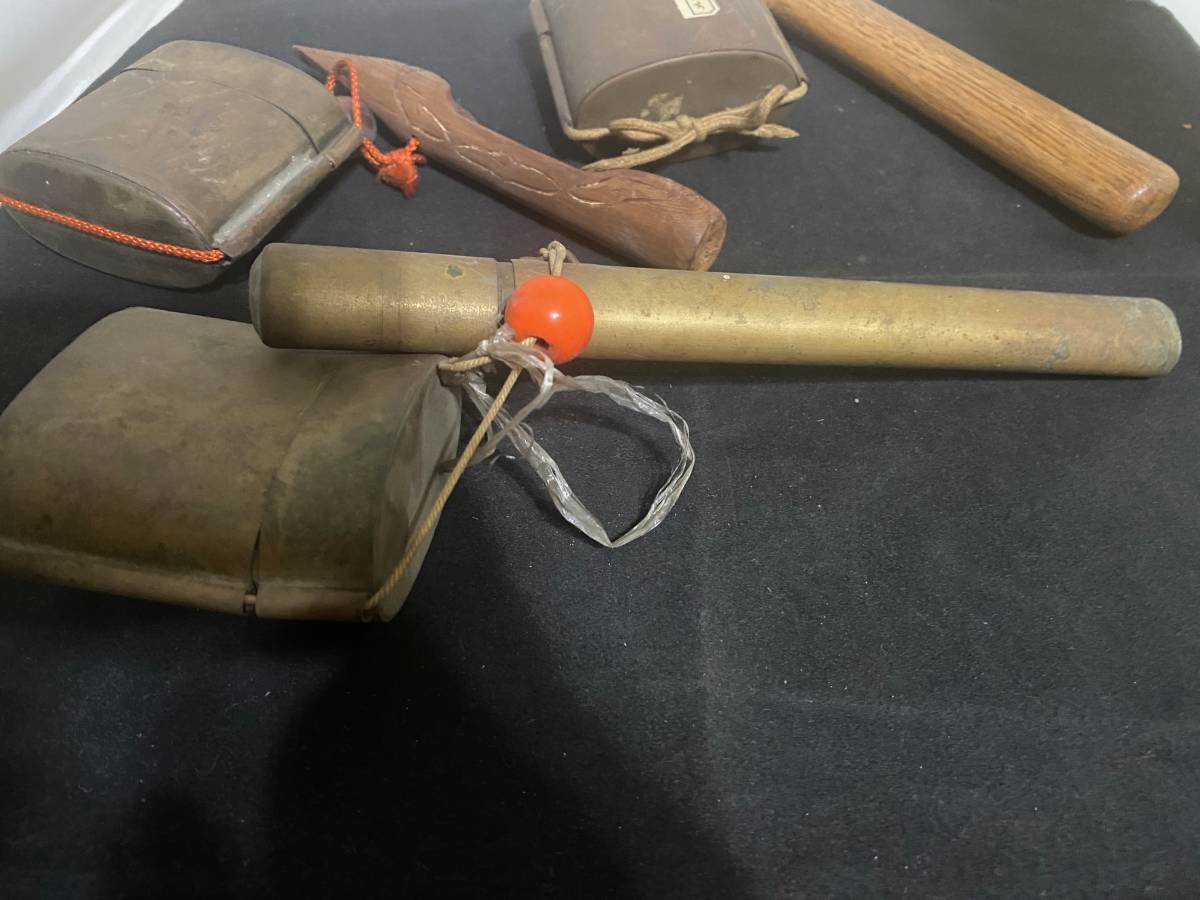 キセル入れ 煙草入れ 3点 まとめて キセル 煙管 喫煙具 金具 袋 木彫 筒