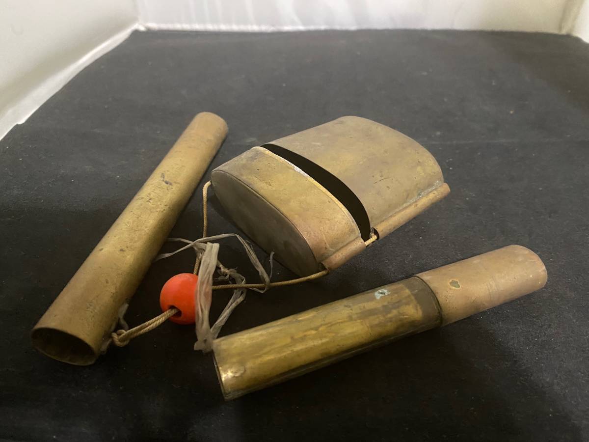 キセル入れ 煙草入れ 3点 まとめて キセル 煙管 喫煙具 金具 袋 木彫 筒
