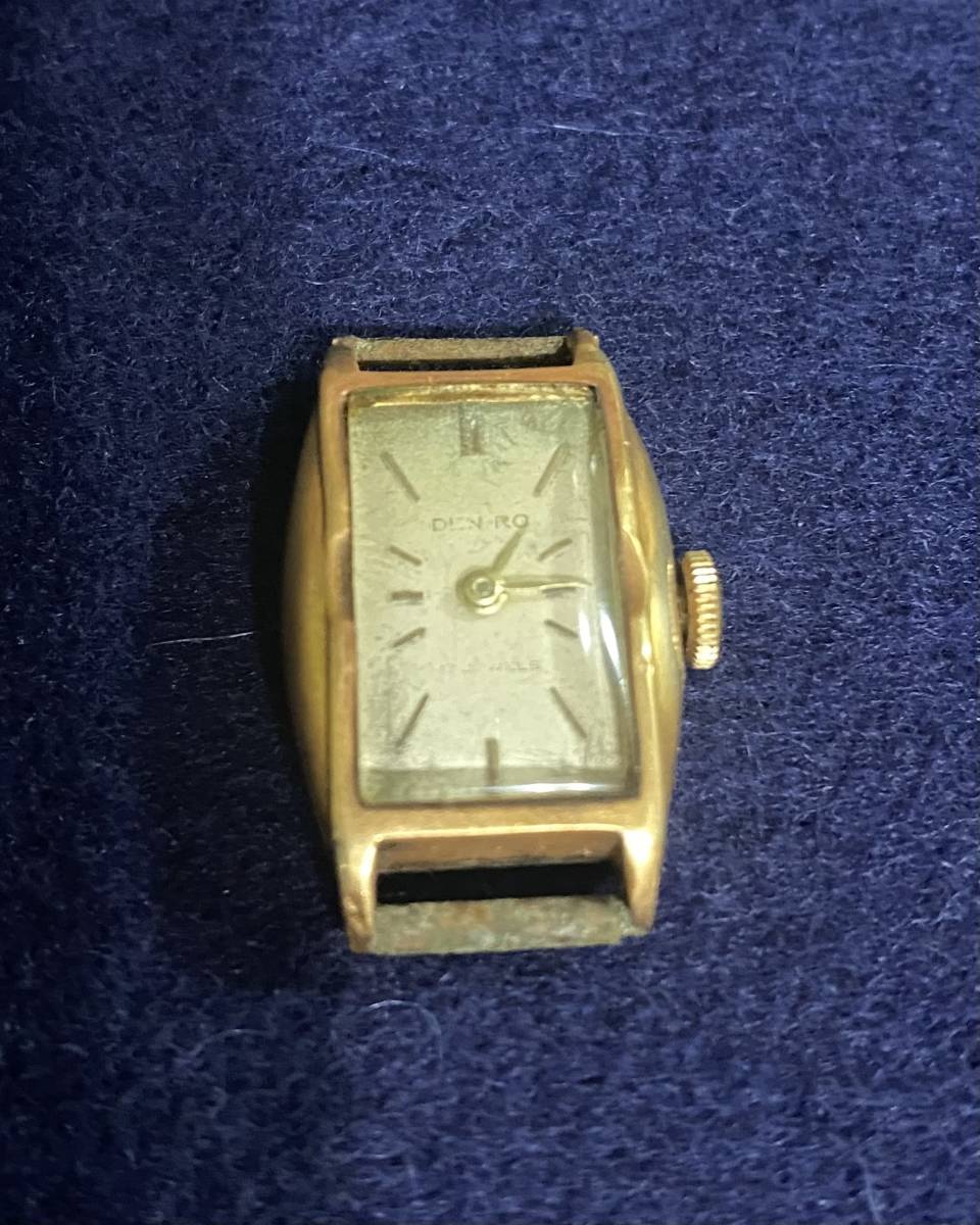 DENRO デンロ 18K/0.750 手巻き スクエア アンティーク レディース 腕時計 ケースのみ 重量 7.5g ジャンク