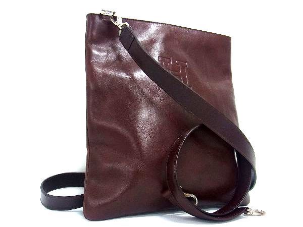 1円 ■美品■ HIROFU ヒロフ レザー 2WAY ワンショルダーバッグ クロスボディ メンズ レディース ブラウン系 AN7547