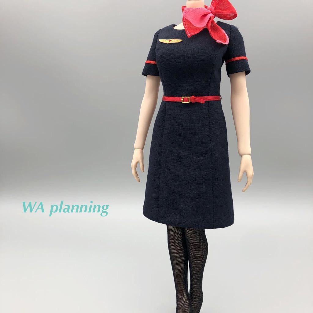 1/6フィギュアTBLeague /PHICEN ＊ワンピース(濃紺)ストール(赤系)ベルト(赤)ストッキング(黒)4点セット