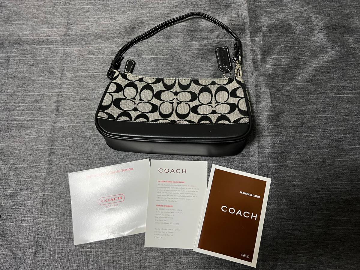 極美品/COACH/コーチ/シグネチャー/デミポーチ/アクセサリーポーチ 