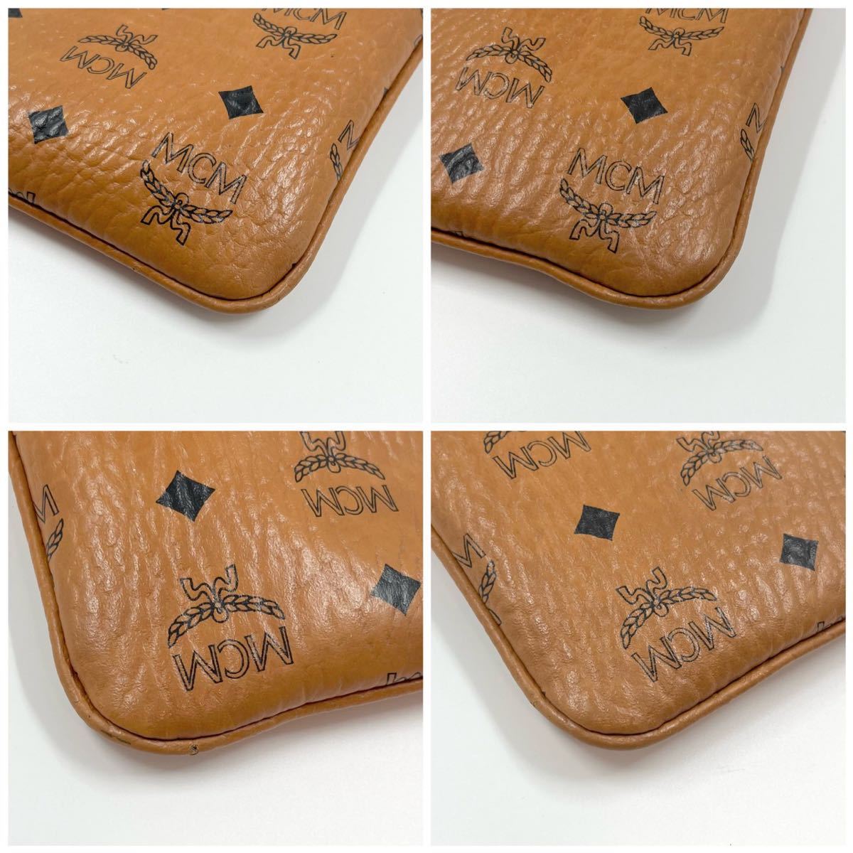 MCM エムシーエム クラッチバッグ レザー プレートロゴ ブラウン