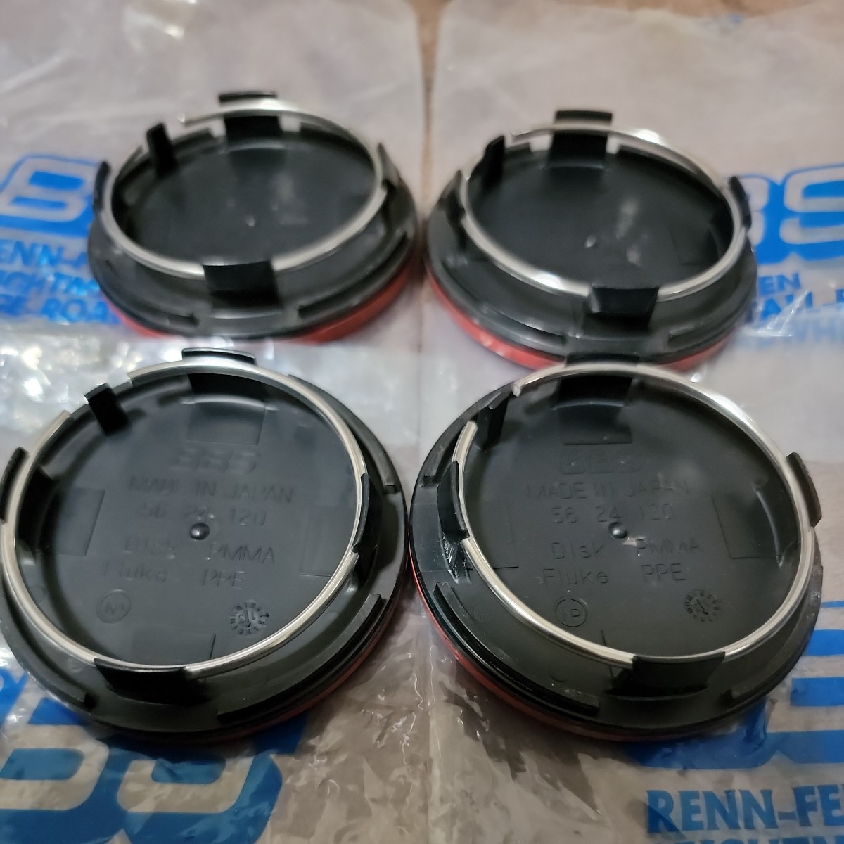 BBS 70mm 赤金 ホイールキャップ センターキャップ リング付き 56.24 