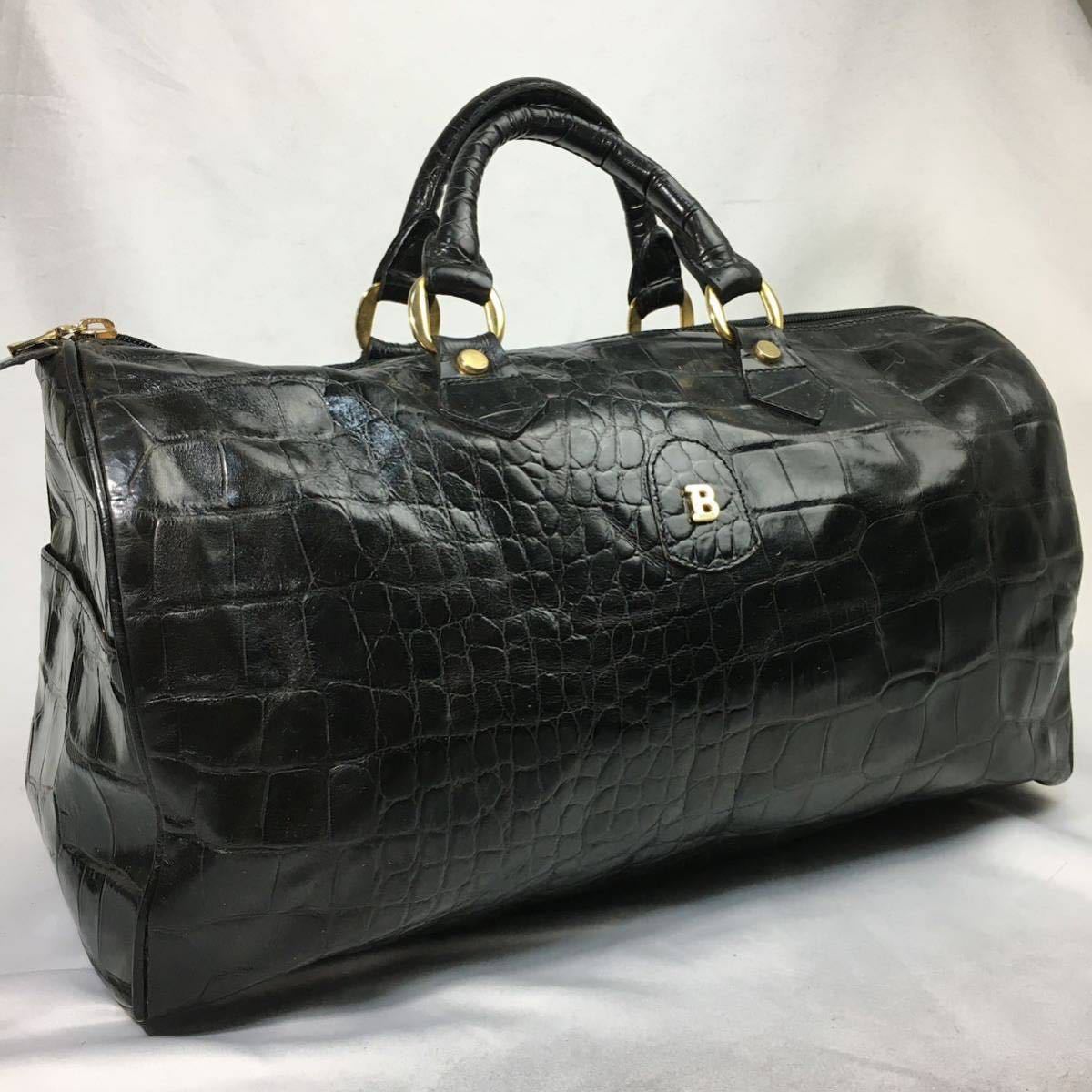 最新作，定番人気 極美品 クロコダイル ロゴ ボストンバッグ BALLY