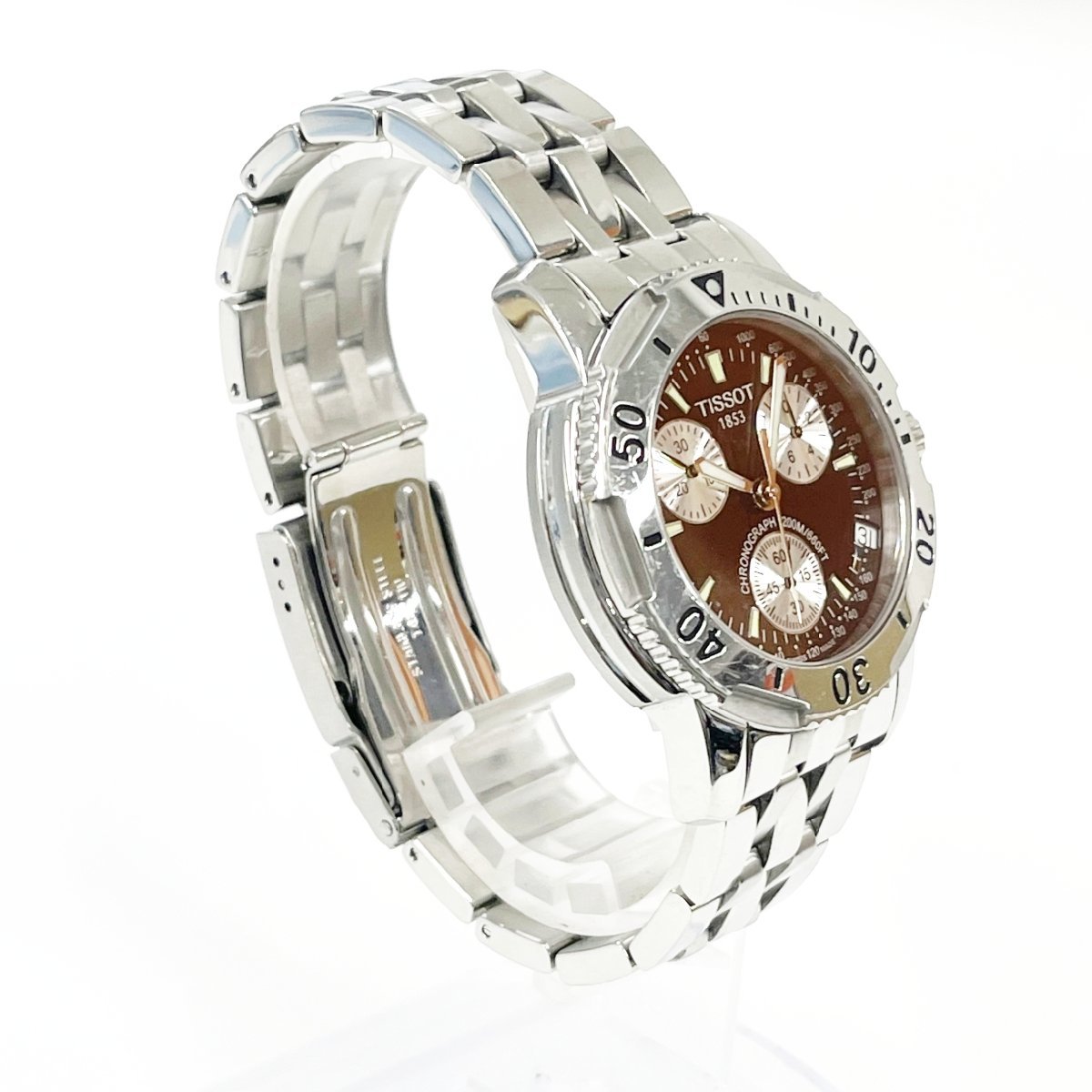 1円スタート】TISSOT ティソ T362/462K クロノグラフ SS ブラック文字 