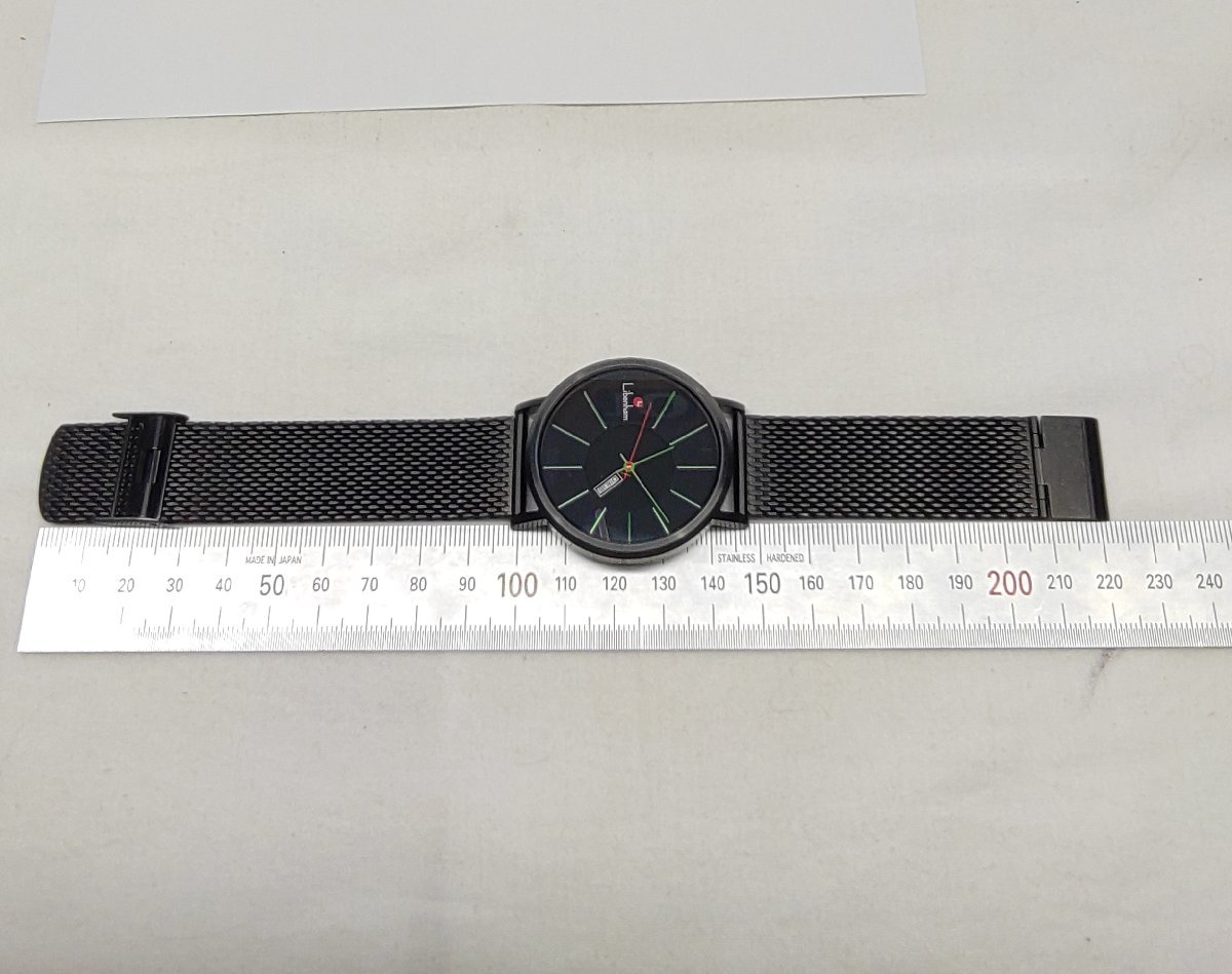 稼働品 Libenham リベンハム 自動巻き 腕時計 LH90034 デイト 黒文字盤 