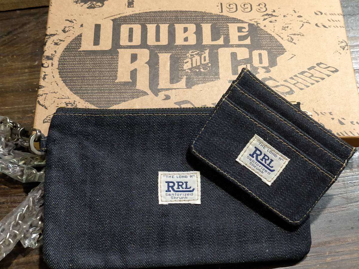 未使用送料無料 RRL デニムショルダーポーチ カードケース ダブルアールエル ビンテージ加工