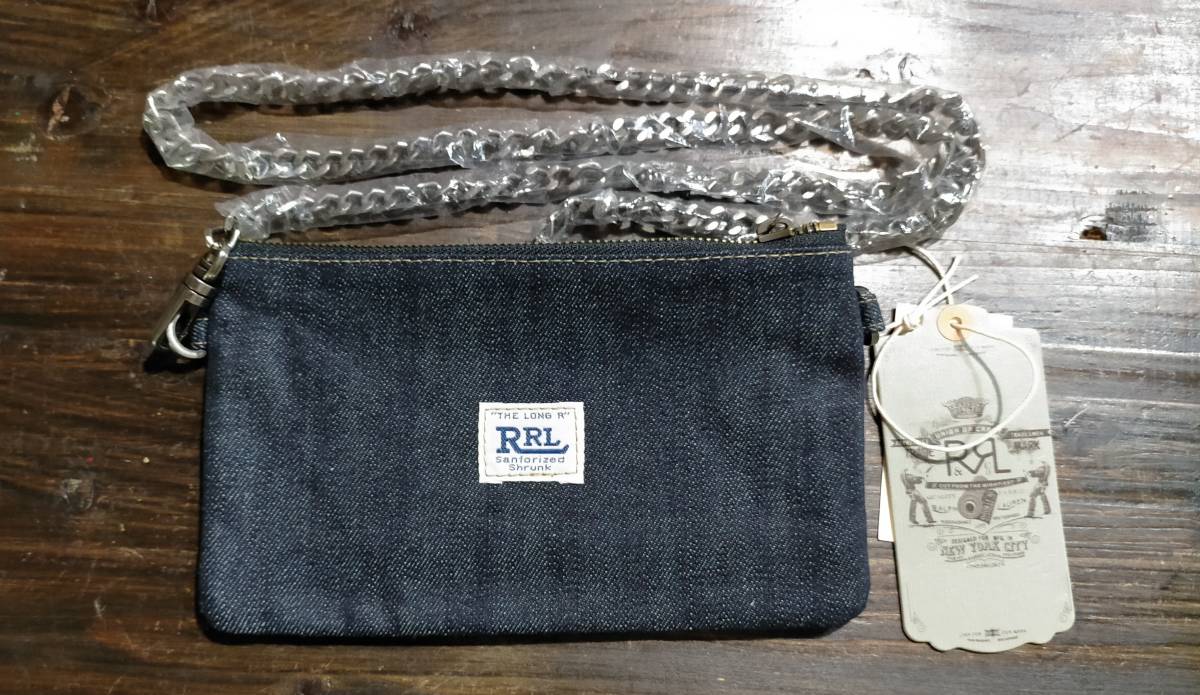 未使用送料無料 RRL デニムショルダーポーチ カードケース ダブルアールエル ビンテージ加工
