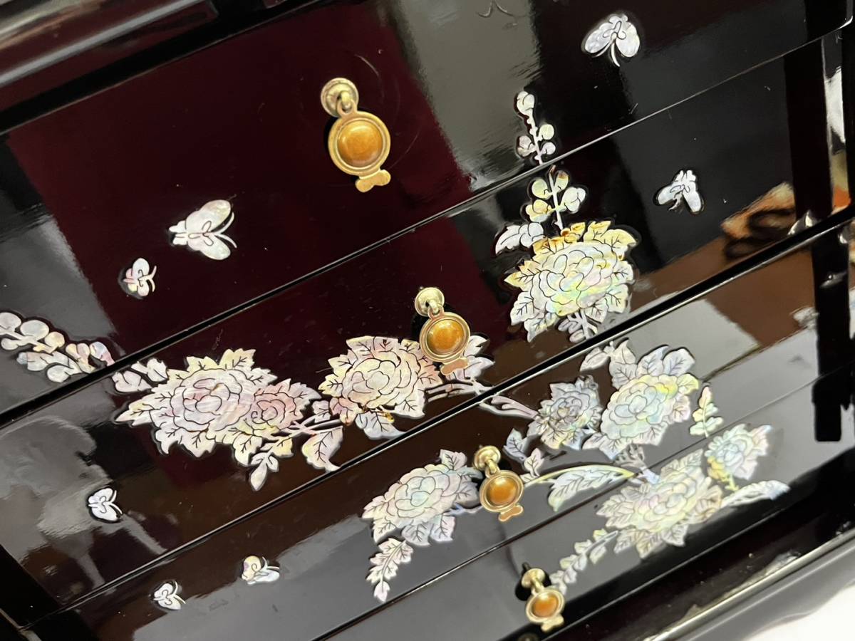 螺鈿細工 らでん 小物入れ 小チェスト 工芸品 宝石箱 アンティーク