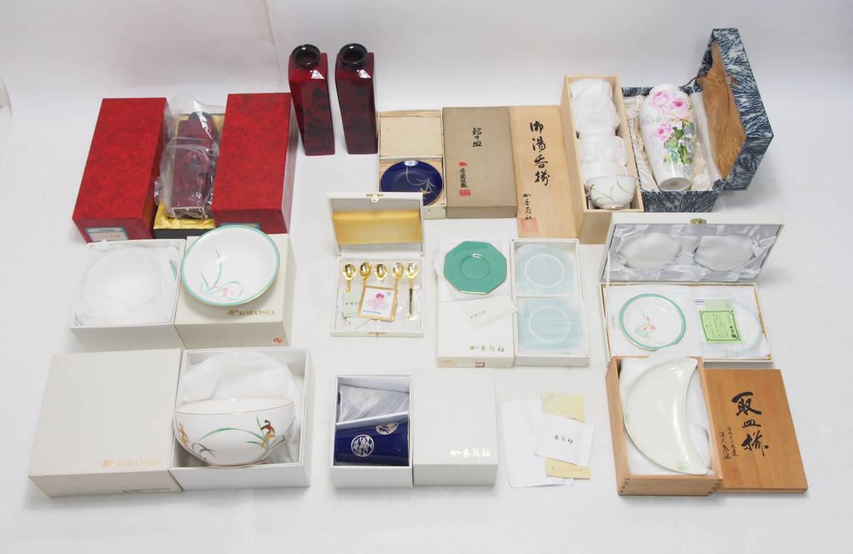 AZ-386 香蘭社 Noritake 深川製磁 箱 13点セット 手描き 湯呑 銘々皿