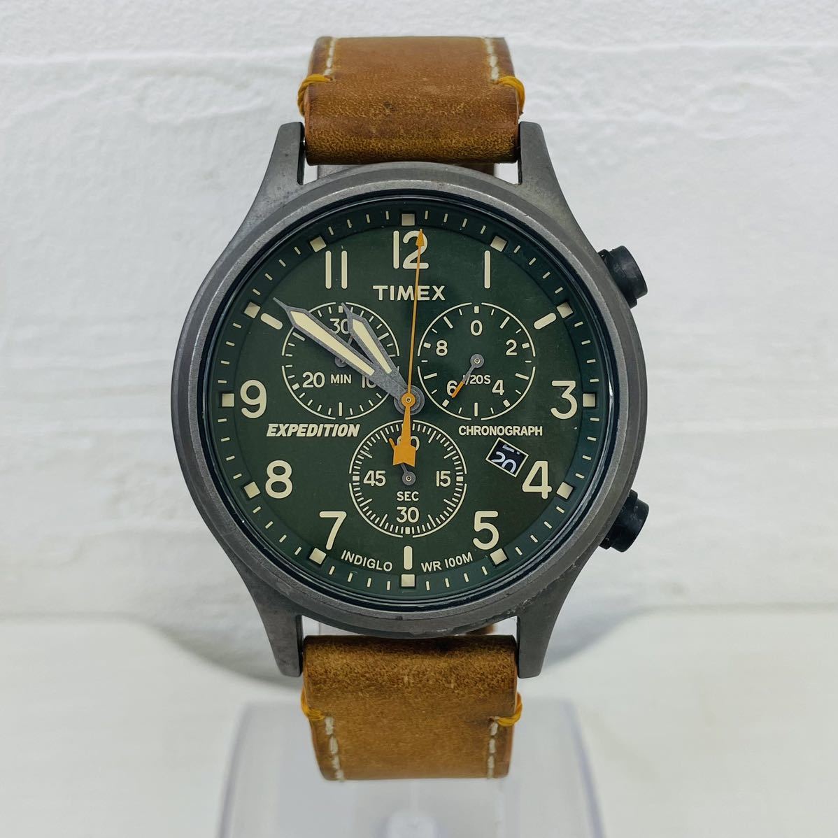 623 TIMEX タイメックス TW4B04400 メンズ腕時計 腕時計 時計 デイト表示 クロノグラフ 3針 100M防水 本革ベルト カーキ文字盤 キャメル AT