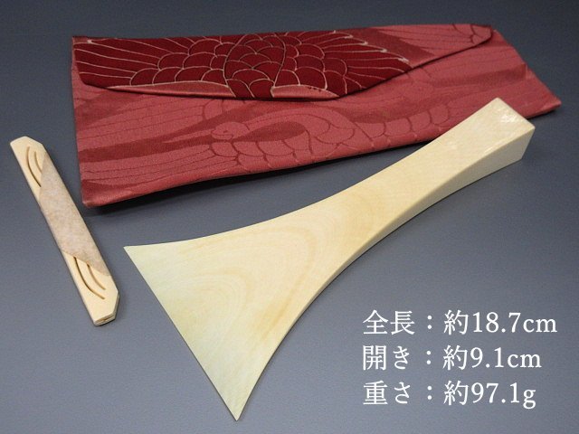 Xイ047☆高級 三味線 バチ ケース付 / 全長17.7cm 開き8.7cm 重
