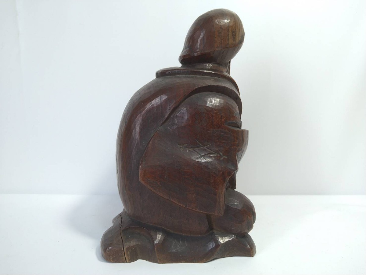 彩国 珍品 時代物 木彫 男根翁 一刀彫 高19cm縦14cm横11cm重1110g 子孫 