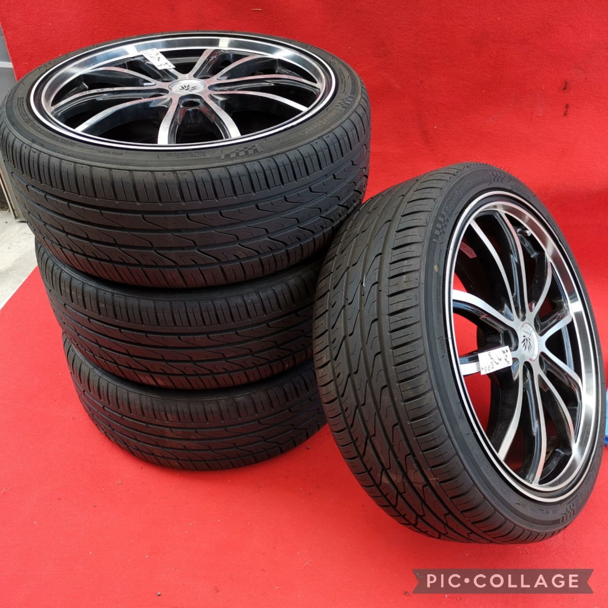 レアマイスター19インチ 8J +50 PCD114.3 タイヤ付き4本セット225 