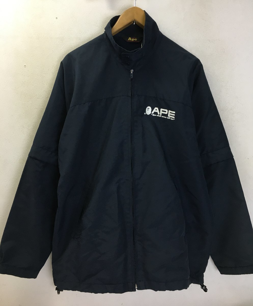 ◆APE エイプ 初期　袖取り外し可能 2way ドリズラー スウィングトップ ナイロン ジャケット サイズL NAVY 希少