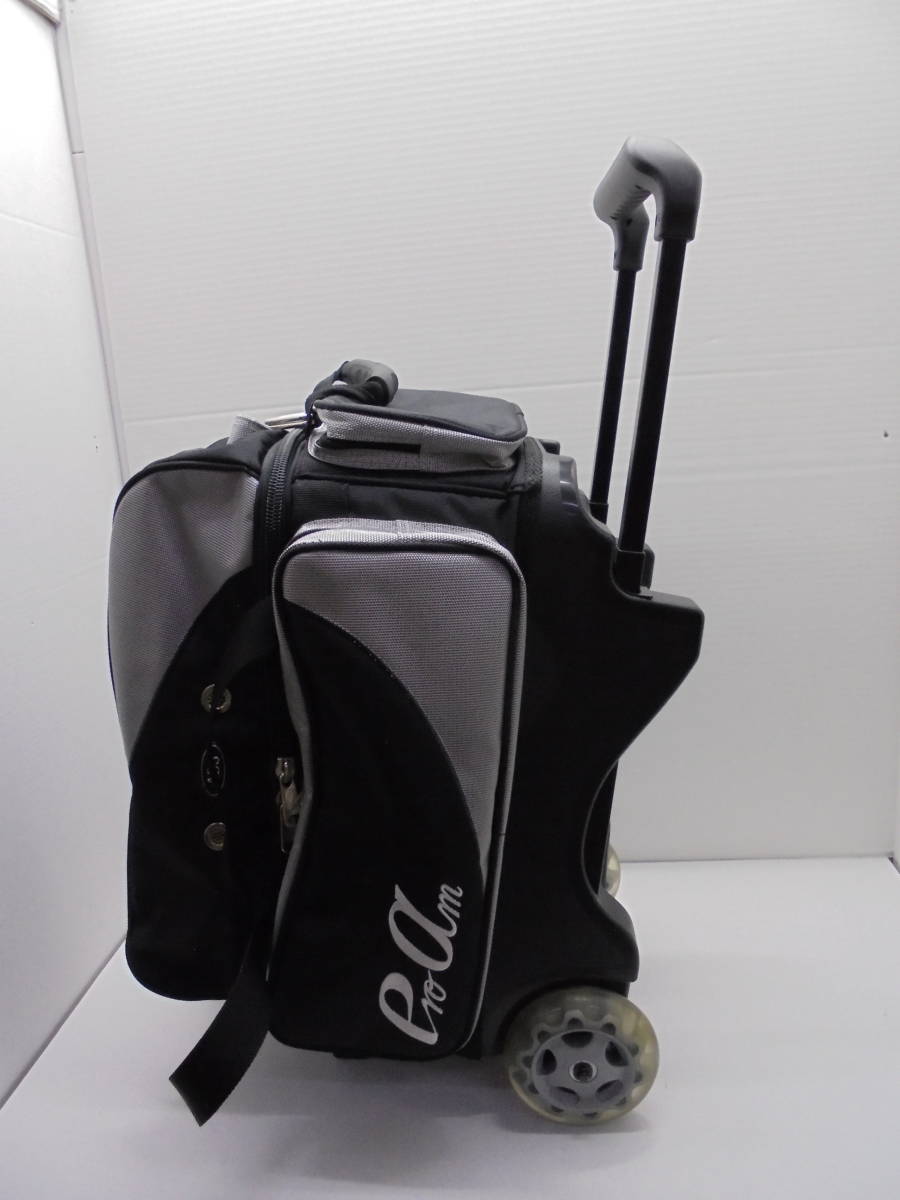 ◇6279・PRO AM ボウリングバッグ キャスター付き 2ボール用 ブラック