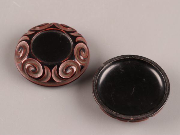 中国古玩 唐物 堆黒 蓋物 細密細工 時代物 極上品 初だし品 a2930