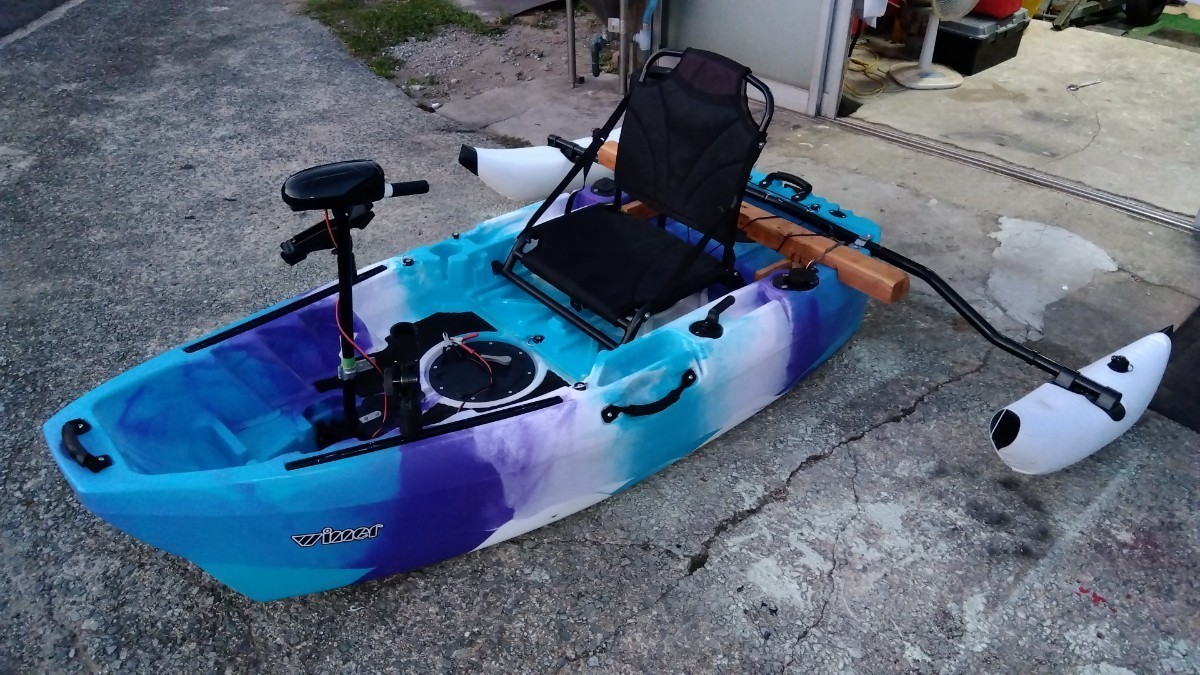 チョイコギ 釣り舟 カヤック 釣り舟 中古 レア 引き取り限定 アウトリガー エレキ