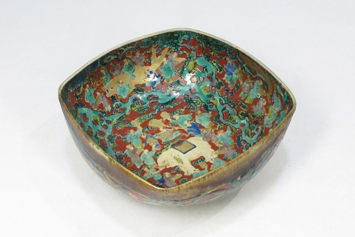 青木木米 九谷焼 春日山窯 赤絵 聾米造 金城製 R6055 D 五客