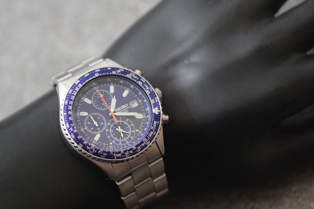 SEIKO クロノグラフ 100M メンズ腕時計 稼働品 新品電池交換済み 新品 