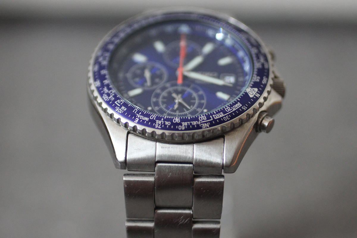 SEIKO クロノグラフ 100M メンズ腕時計 稼働品 新品電池交換済み 新品 