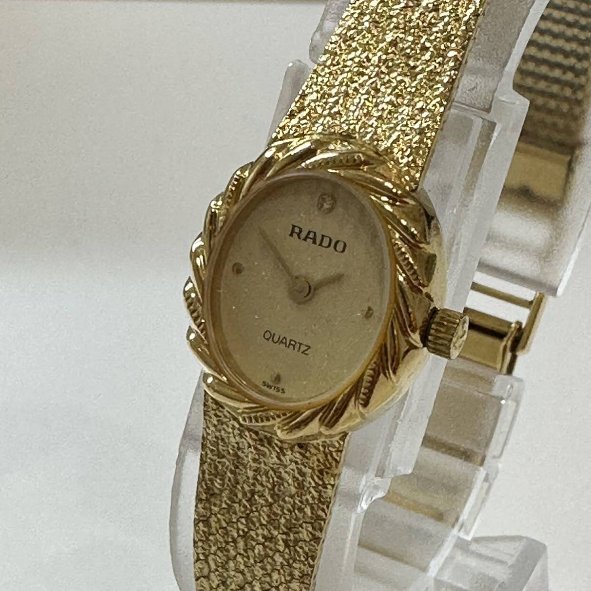 ◇ラドー RADO レディース腕時計 クォーツ 電池交換済み 可動品 ゴールド 石付き 2針 ベルト調節可◇