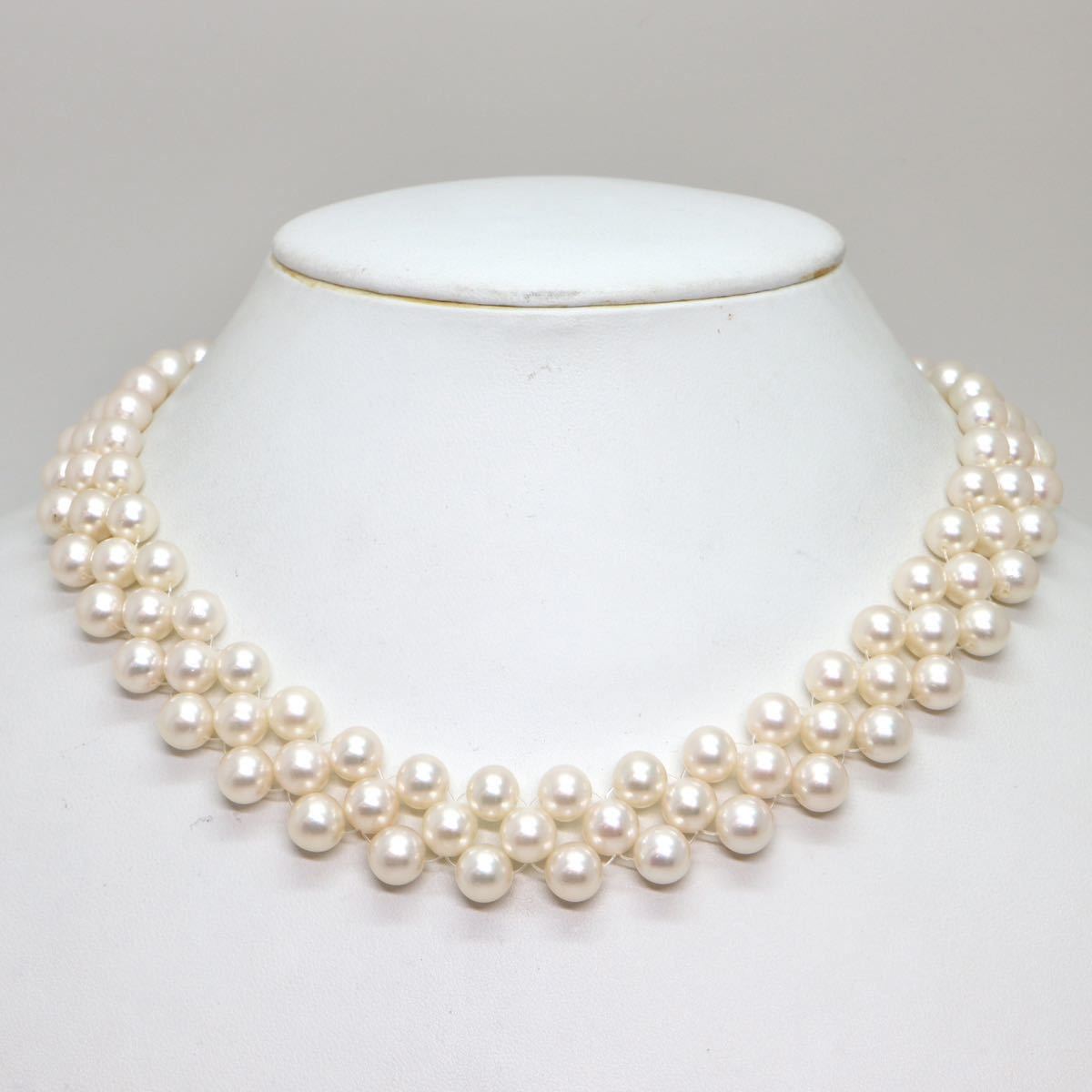 〈アコヤ本真珠ネックレス〉a 7.5mm珠 65.2g 44cm シルバー pearl necklace ジュエリー jewelry DC0