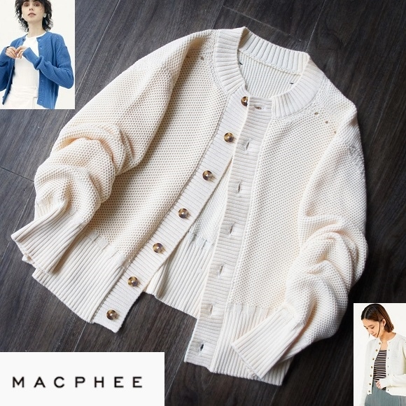 試着のみ/Macpheeマカフィー/コットンハニカムコットン クルーネックプルオーバー/¥16，500