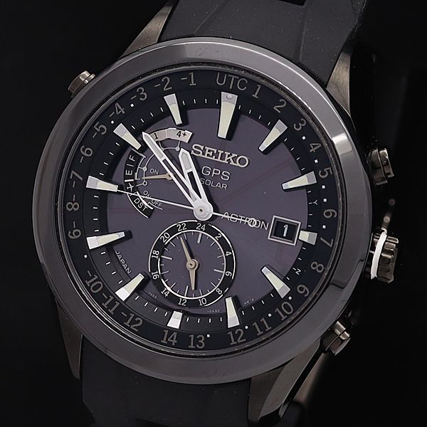 1円 セイコー 電波ソーラー 7X52-0AB0 アストロン GPS セラミック 黒文字盤 デイト ラウンド メンズ腕時計 0970200HSY