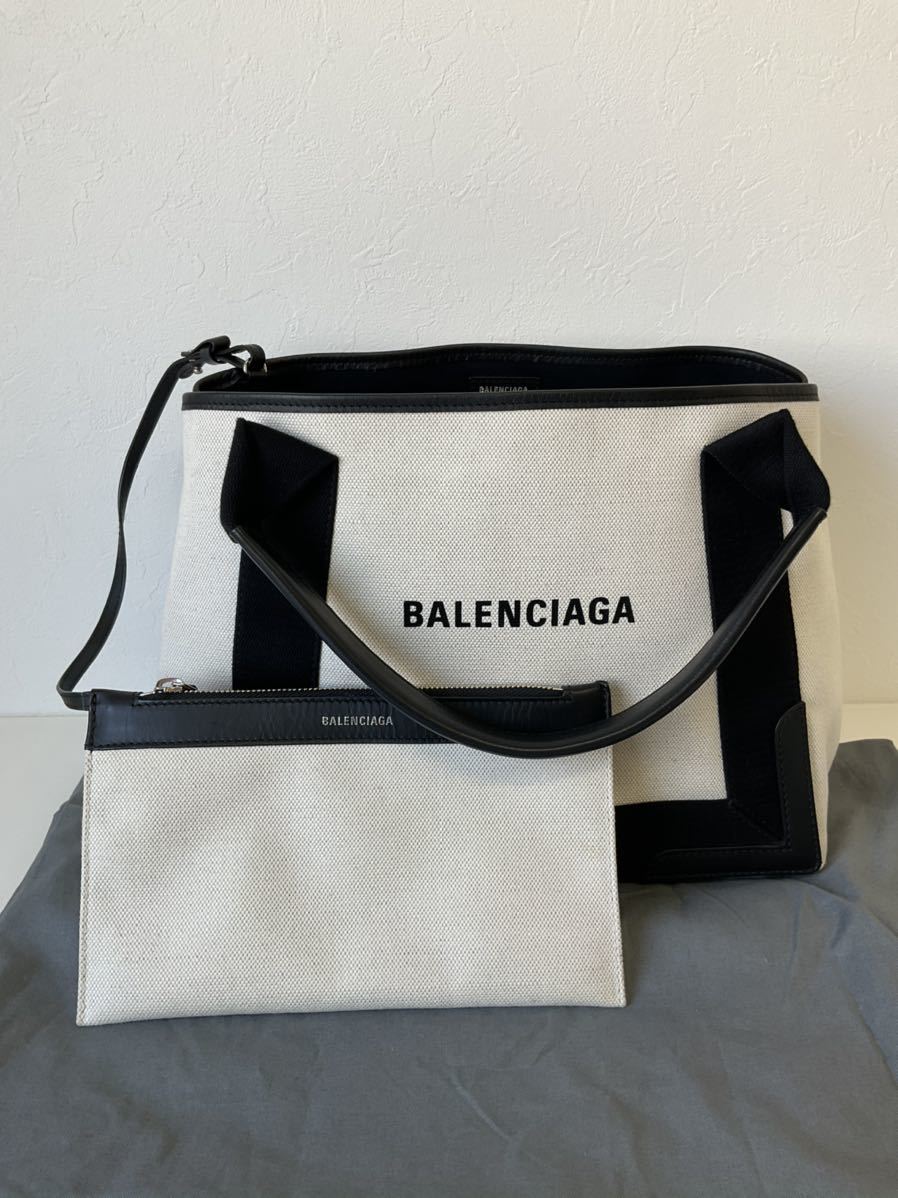 営SA457-80◇ BALENCIAGA バレンシアガ キャンバス×レザー ポーチつき