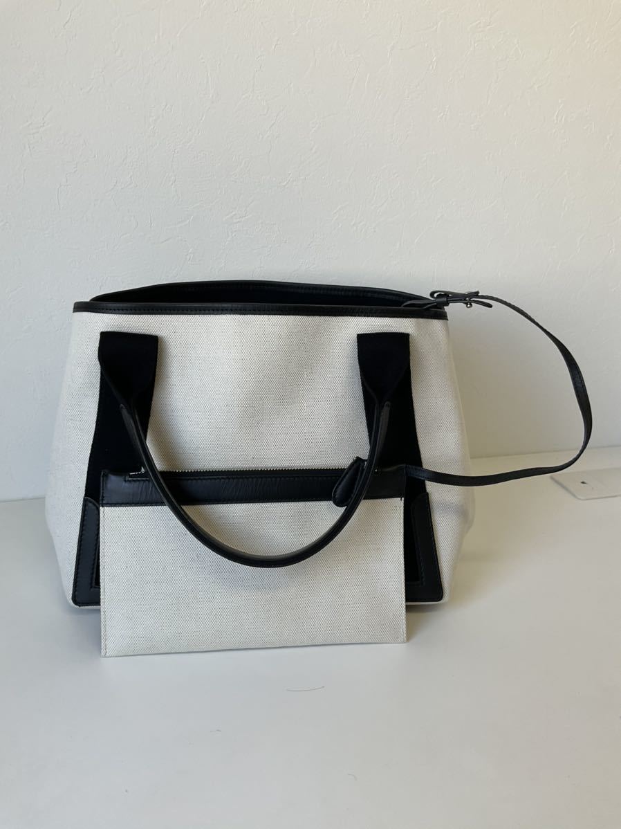 営SA457-80◇ BALENCIAGA バレンシアガ キャンバス×レザー ポーチつき