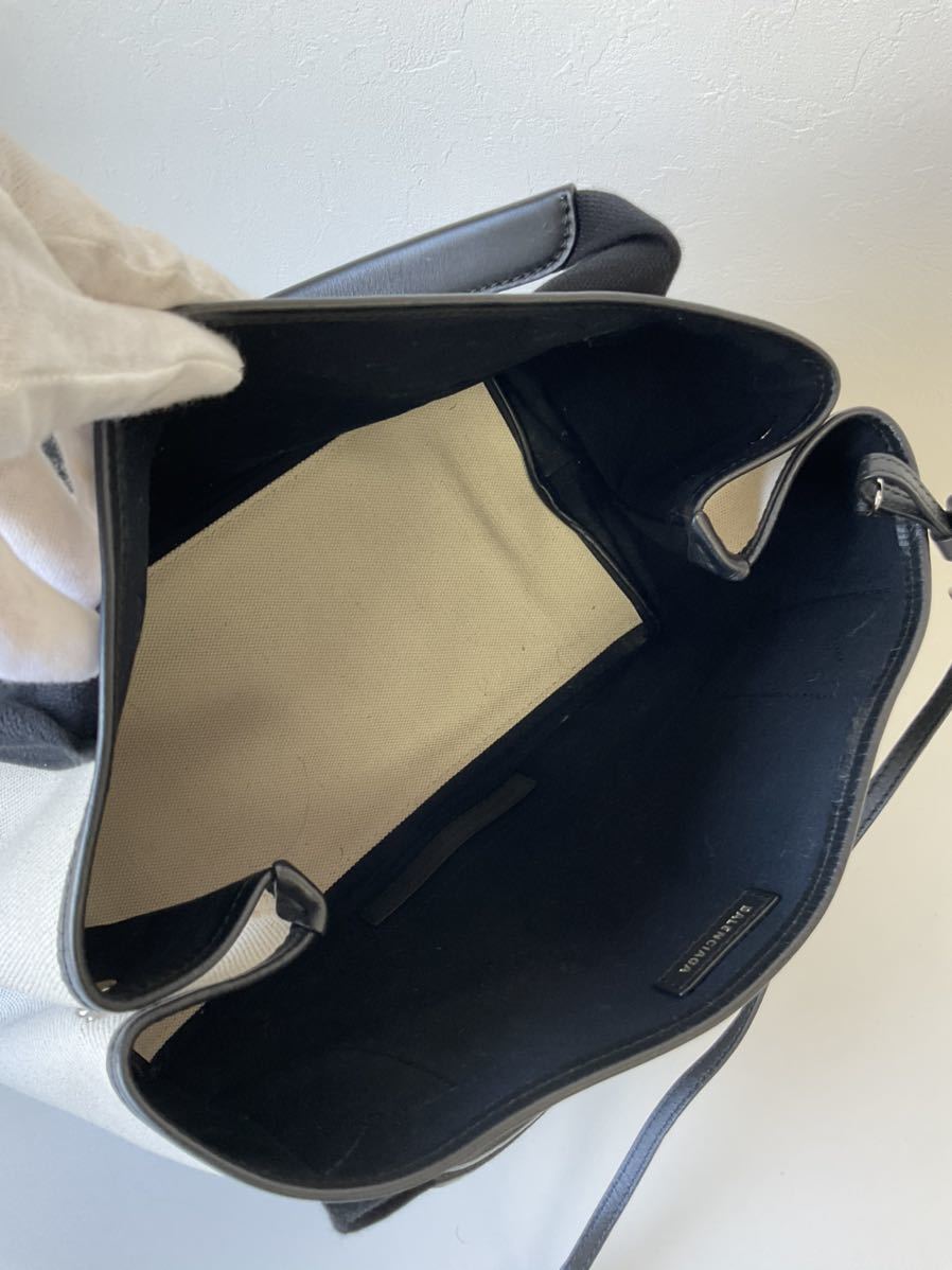 営SA457-80◇ BALENCIAGA バレンシアガ キャンバス×レザー ポーチつき
